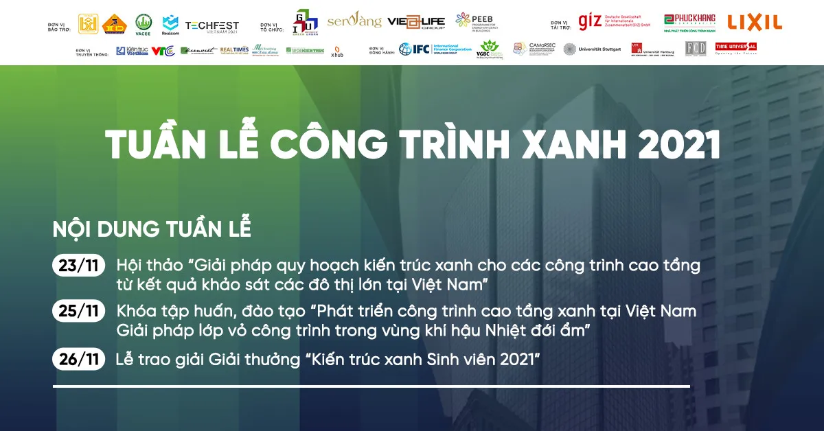 Tuần lễ Công trình Xanh Việt Nam 2021 sẽ diễn ra theo hình thức trực tuyến